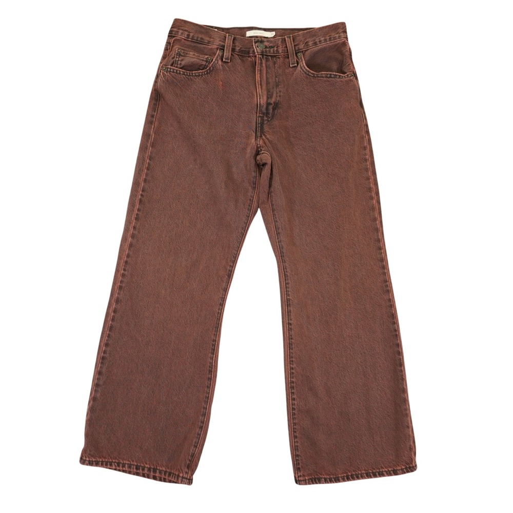 Levi's Premium Baggy Boot Jeans Women 27 Red Brown Overdyed High Rise Denim